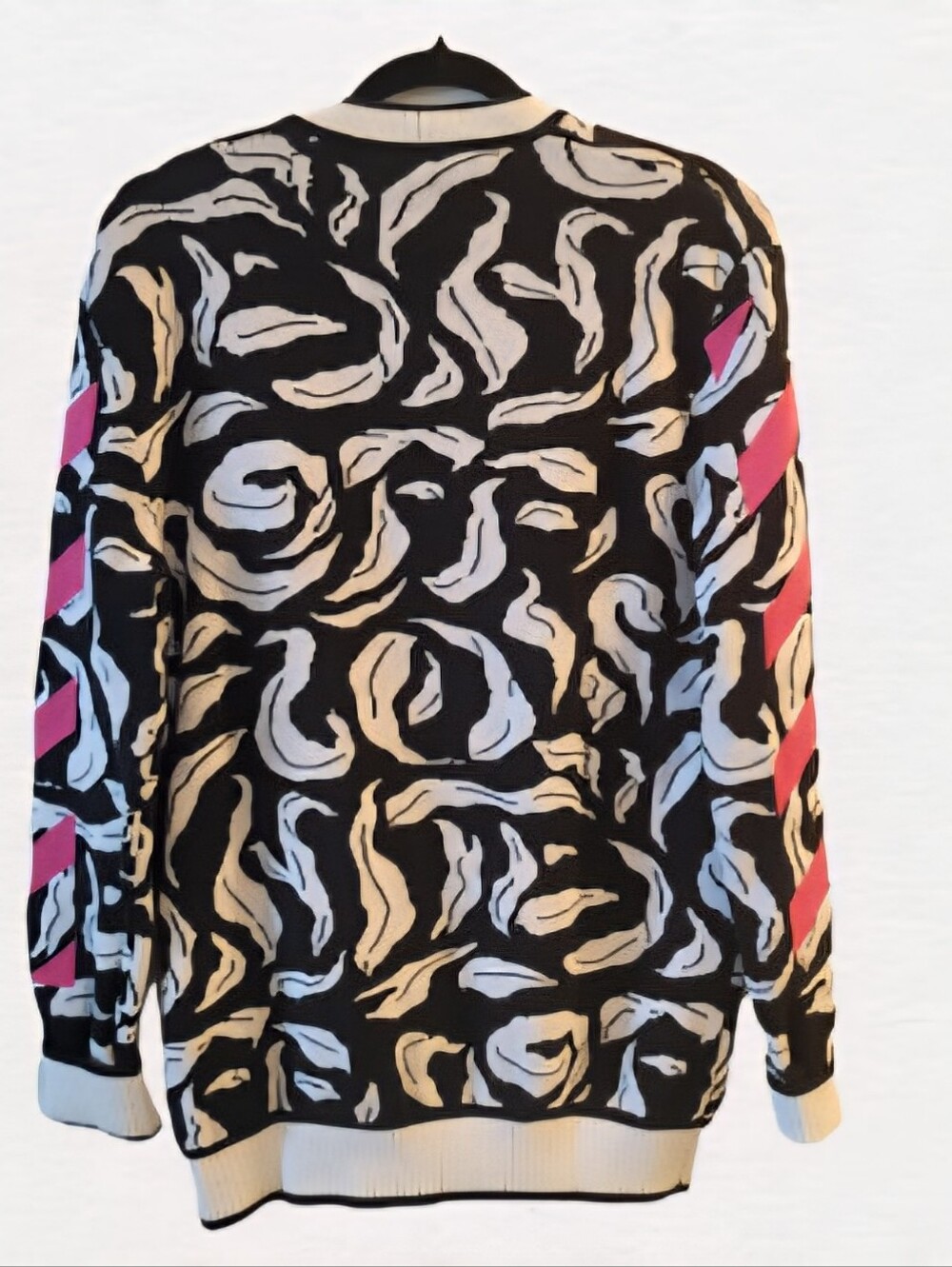 OffWhite B/W Knitwear Cardigan With Pink Accents - Picture 2 of 2